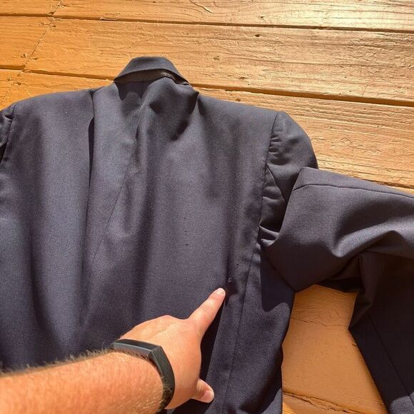 Burberry Suit Jacket Blazer Size 42R Mens Navy Blue Wool Single Vent 2 Button - Picture 12 of 15